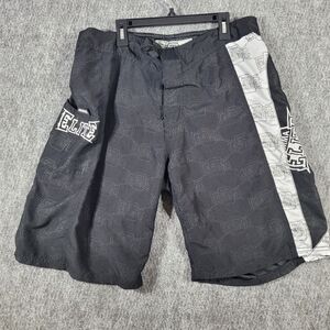 MMA Elite Shorts Mens Medium Black White Logo Print Fight Combat Wrestling Y2K